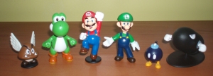 Goomba, Yoshi, Mario, Luigi, Bullet Bill